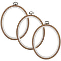 Oval Decorative Embroidery Hoop - 3 Pieces 6*4.72 inch Imitated Wood Cross Stitch Hoops Set, Resin Embroidery Frame for Display Sewing Craft Hanging Ornament - style: Oval-6*4.72inch-3pcs