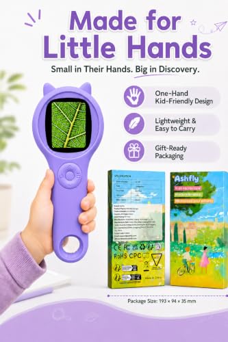 Ashfly Kids Microscope, 500X Digital Magnifying Glass, STEM Toy, Purple - color: Purple, size: 1 Pcs