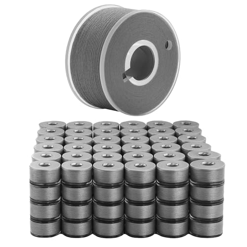 Mandala Crafts Medium Gray 15J SA156 Prefilled Bobbin Thread, 144 PCs - color: Medium Gray, size: Size A 144 X 142 Yards