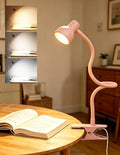Pink Small Desk Lamp Clip on Reading Light for Bed 3 Colors - color: Pink