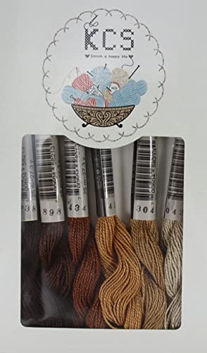 KCS 162 Yards(150 Meters) Mercerized Pearl Cotton Crochet Needlepoint Thread,Size 5,6 skeins,Mixed Color 04 - color: 6color04, size: 6 skeins