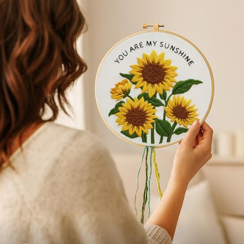 Nuberlic Sunflower Embroidery Kit for Beginners - color: Sunflower