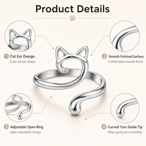 4Pcs Crochet Ring for Finger Adjustable Yarn Tension Ring Knitting Loop Yarn Guide Thimbles Holder Crochet Accessories and Gadgets Gifts for Crocheters Women Mom