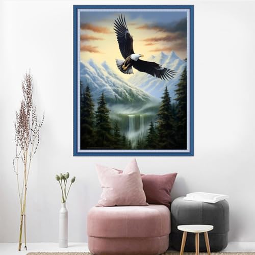 Dooxvey Cross Stitch Kits for Adults Beginners,Full Range of Cross-Stitch Stamped Kits Needlepoint Kits for Beginners Embroidery Kits 11CT Cross Stitch Patterns-Eagle Flying 16x20 inch - color: Artpattern08