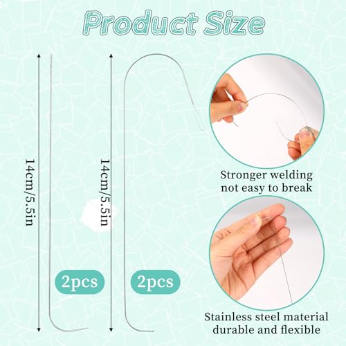 4Pcs Big Eye Beading Needles Stainless Steel Bead Spinner Needles Curved Beading Needles for Jewelry Making, 2 Size Seed Bead Needles for Bracelet Necklace Jewelry Making