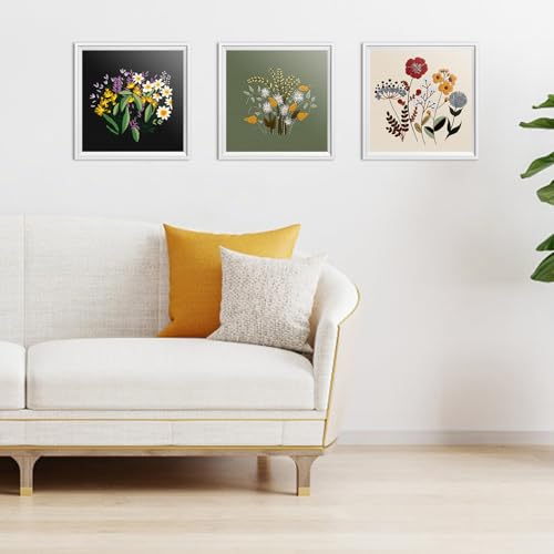 ERKOON 3 Sets Embroidery Kit, Floral Cross Stitch Set for Include Embroidery Cloth Hoops Threads for Craft Lover Hand Stitch (Plants & Flowers) - color: Plants & Flowers