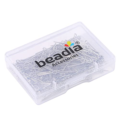 BEADIA Platinum Plated Open Eye Pins Non Tarnish 25mm 200pcs for Jewelry Making Findings - color: Open Eye Pins Platinum, size: 25x0.7mm