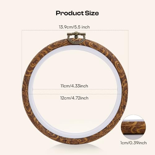 Caydo 6 Pieces Imitated Wood Embroidery Hoop Frame, 5.5 Inch - size: 5.5 Inch