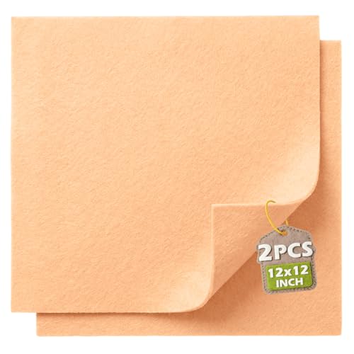 Cream Blush Soft Felt Sheets for Crafts, 12" x 12", 1.6mm Thick, 2 Pcs - color: Cream Blush