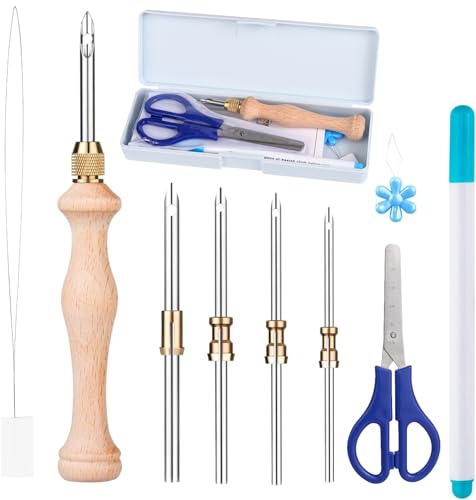 Punch Needle Tool with 1.6mm/2mm/2.5mm/3.5mm/5mm Metal Needles - color: Blue, size: 1 Set