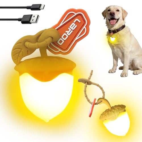 LaRoo LED Dog Collar Charm, Rechargeable Light with 3 Modes, Natural Rubber Pet Safety Light, 5 Hour Glow(Yellow) - color: Yellow-C