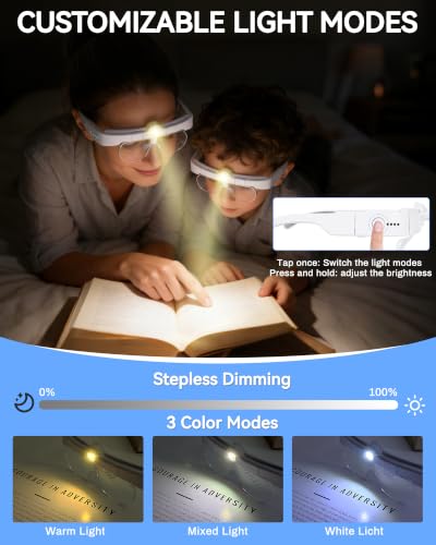 Head Magnifying Glass with Light, Headband Magnifier for Close Work - color: White