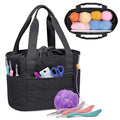 Teamoy Small Knitting Bag, Yarn Storage Tote, Crochet Bag Organizer, Black - color: Black