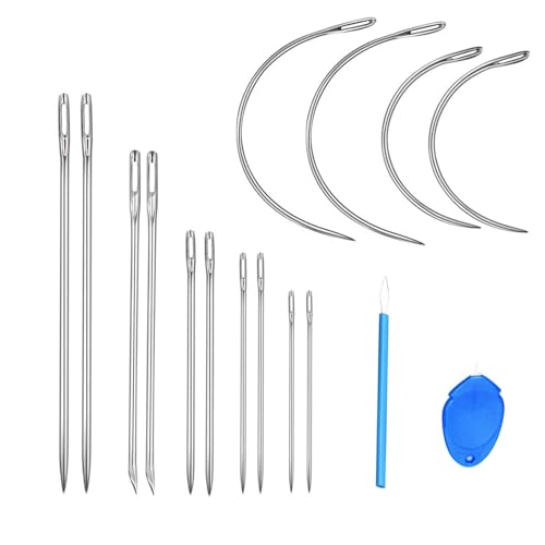 14PCS Hand Sewing Needles Kit, Heavy Duty Large Eye Leather Needle