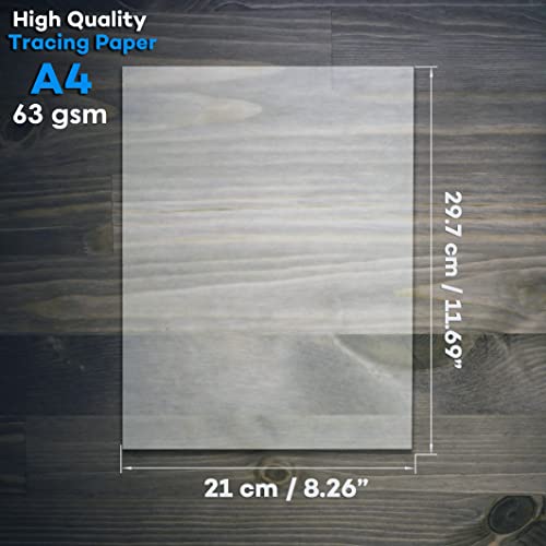 SketchLine Tracing Paper – A4 Size (8.5”x11”) – 50 Sheets (63gsm), High Transparency & Durable Thickness for Tracing Paper for Drawing, Sketching, Architecture, Arts & Crafts, Drafting, & Dressmaking