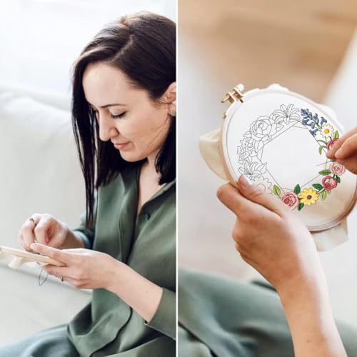 ORIGACH 4 Pack Floral Frame Embroidery Kits for Beginners - style: Floral Frame