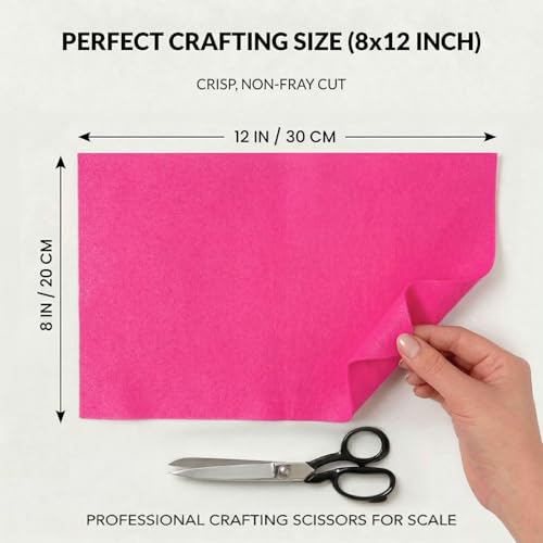 Soft Hot Pink Felt Fabric Sheets for Crafts 8 x 12 Inch 20 Pcs 1.6mm Thick - color: Hot Pink