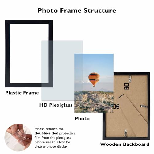 JCJMY 4x5 Picture Frame for Wall or Tabletop, Wall Hanging Horizontally or Vertically, 4 x 5 Wall Gallery Poster Photo Frame with Shatter Resistant Plexiglass, Black - color: Black, size: 4x5 inch