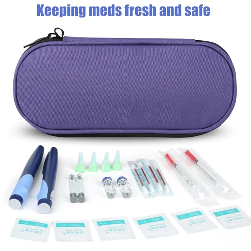 CDBXPRG Insulin Pen Cooler Travel Case, 2 TSA Approved Ice Packs Purple - color: Purple