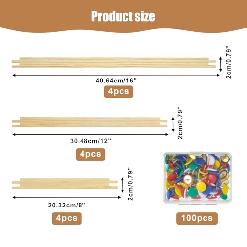 12PCS Stretcher Bars for Needlework w 100 Tacks for Women's Birthday Gifts - color: Natural-12pcs