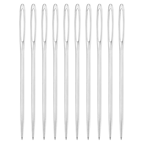 uxcell 60 Pcs Large Eye Sewing Needles, 2.76 Inch 2mm High Carbon Iron Embroidery Thread Needle Sewing Big Eye Needle Knitting Needles for Hand Sewing Art Crafts, Silver - size: 70mm, 2mm