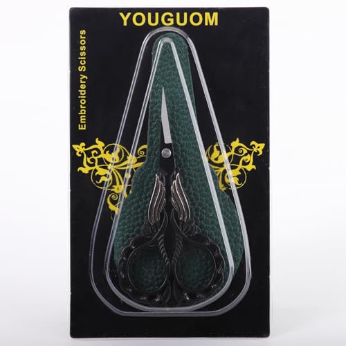 YOUGUOM Crochet Scissors with Sheath, Small Sewing Shears - color: Golden Black