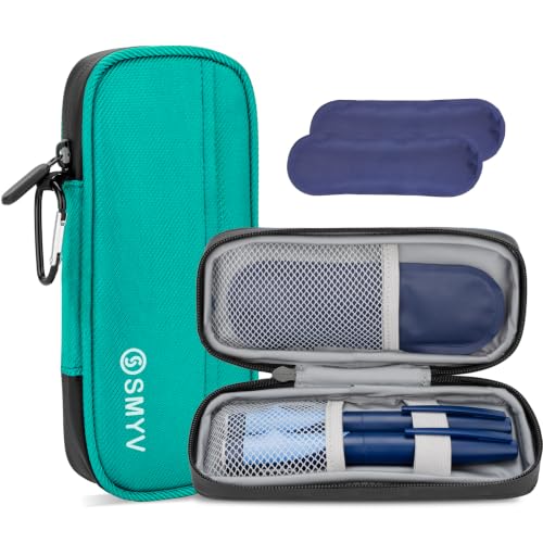 SMYV Insulin Cooler Travel Case with 2 TSA Approved Ice Packs, Cyan - color: Cyan