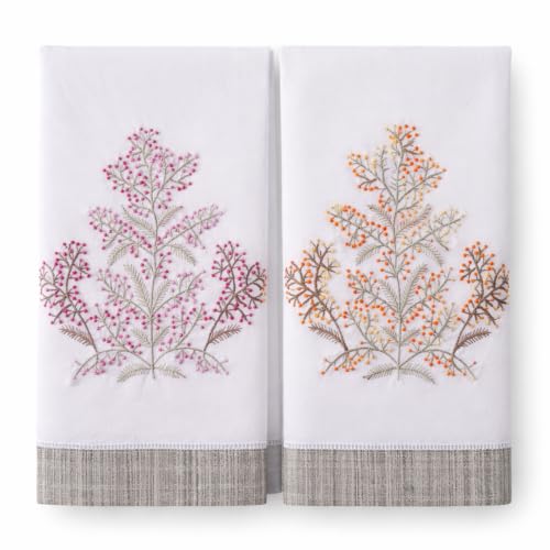 Bathroom Hand Towels Set of 2, Yellow Pink Natural - color: 1287 - Yellow Pink Natural