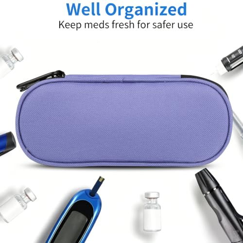Insulin Pen Cooler Travel Case with 2 Reusable TSA Approved Ice Packs, Diabetic Medication Insulated Cooler Bag for Insulin Pens and Other Diabetic Supplies Storage Light Purple - color: Light Purple