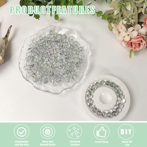 8mm Hand-Drawn Glass Beads Bulk 200pcs Purple Green Round - color: Green&Purple 8mm