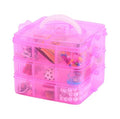 Kamay's Medium 3 Tier Stackable Adjustable Compartment Slot Bead Craft Jewellery Tool Storage Organiser Snap-lock Tray Container, with 18 Compartments, Container Box Pink - style: Medium 3 Tier 18 Compartments pink