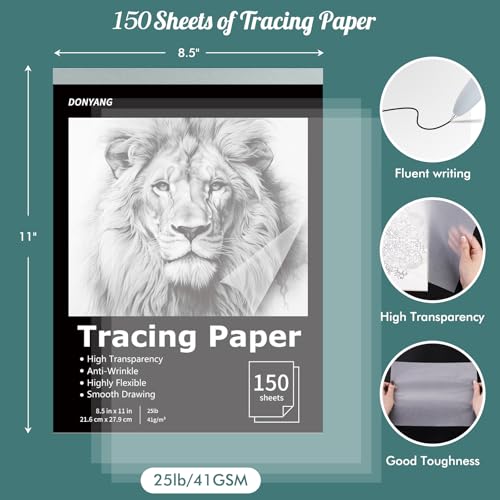 Tracing Paper 8.5x11 in,150 Sheets Transfer Paper Transparent Vellum Paper - color: Black, size: 8.5" x 11" (150 Sheet)
