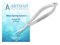 ARTMAN Micro Scissors 4.5” Straight Castroviejo – Premium Stainless Steel Spring Action Squeeze Scissors for Stitch Cutting, Sewing, Embroidery, Applique, Craft, Dental & Surgical Precision