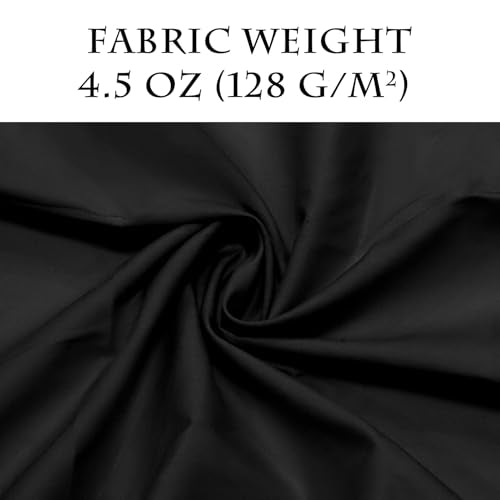 3 Yards Black Cotton Fabric by The Yard in Solid Color - 59” Wide High-Density Natural Cotton Material Apparel Cloth for Quilting, Sewing, Crafts, Binding, Backing & Lining - color: Black, size: 3Y