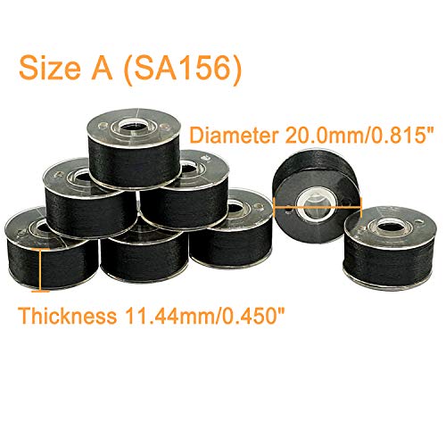 New brothread 25pcs Size A SA156 Prewound Bobbin Thread -Black - color: 60wt black