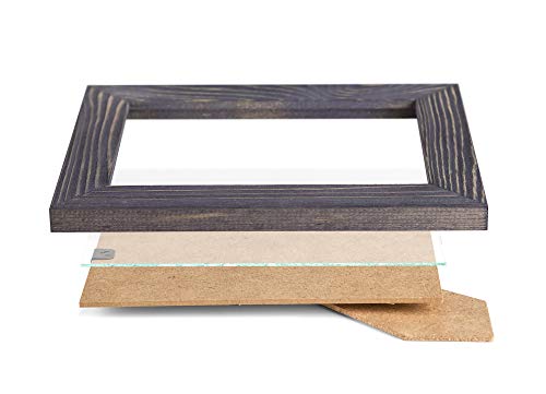 Rustic Wooden Square Picture Frames 8x8 - Set of 2-100% Natural Eco Distressed Wood with Real Glass for Wall Mounting and Tabletop Photo Frame - Dark Grey - color: Dark Grey