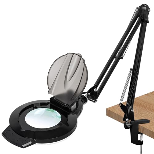 10X & 2200 Lumens Magnifying Glass with Light and Clamp, Black - color: 10x Black