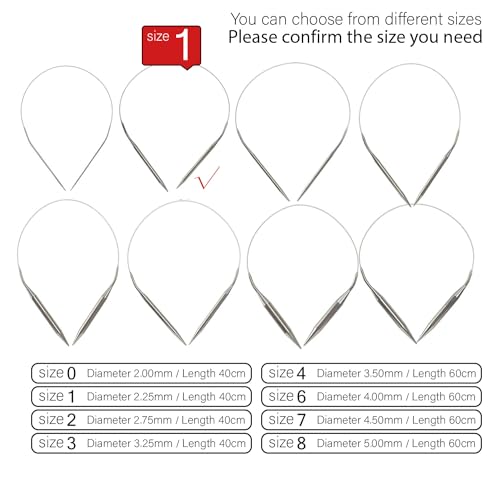 Stainless Steel Circular Knitting Needles Size 1 (2.25mm) 16inch Length - size: US 1(2.25mm) 40mm