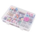 Exptolii 18 Grids Plastic Organizer Box with Dividers, Clear Compartment Container Storage for Beads Crafts Jewelry Fishing Tackles, Size 7.9 x 6.2 x 1.2 in - size: 1x 18 Grids