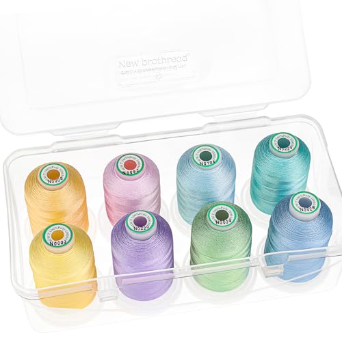 New brothread 8 Spools Embroidery Machine Thread with Box -Pastel Color - color: Pastel Color