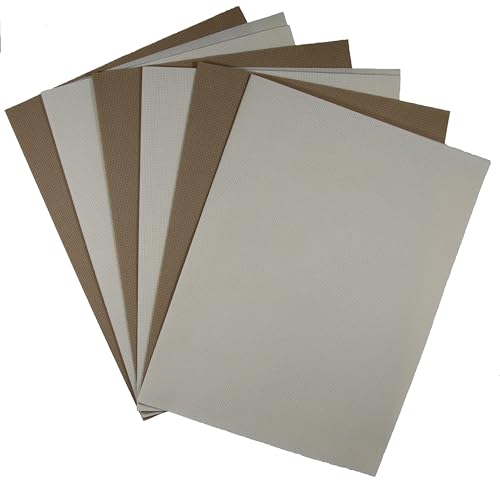KCS 4/6 pc of 12" x 18"(30cmx45cm) 18CT Counted Cotton Aida Cloth Cross Stitch Fabric (6 pc,Cream+Khaki) - color: Cream+khaki, size: 6 pc
