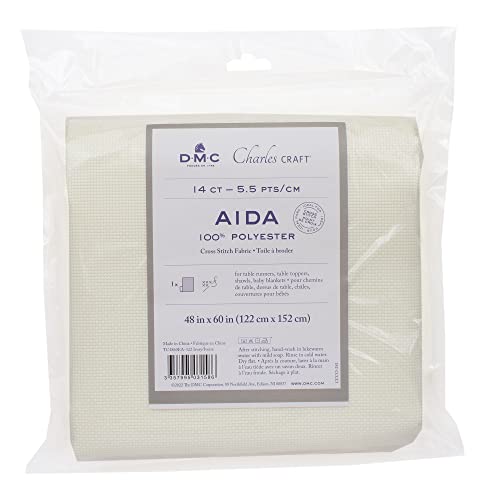 DMC Charles Craft Polyester Aida XL Fabric 14ct 48"x60" (Ivory)
