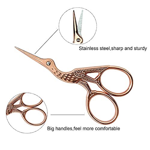 Weabetfu 3.6-inch Craft Scissors - Embroidery, Sewing, DIY Tools, Needlework, Artwork, Paper Cutting - color: Rose Gold