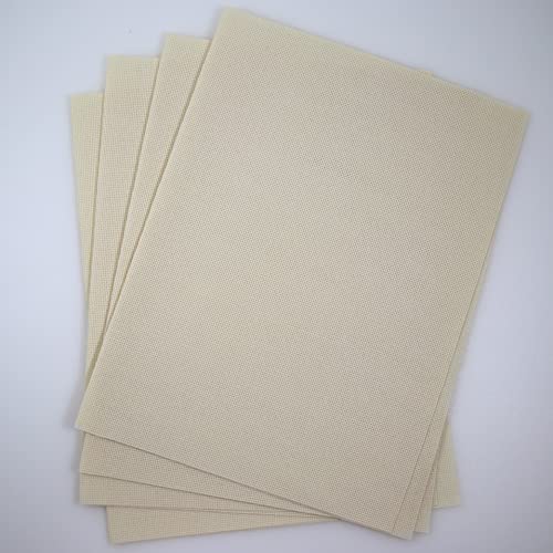 KCS 4/6 pc of 12" x 18" 18CT Counted Cotton Aida Cloth Cross Stitch Fabric (4 pc, Cream) - color: Cream, size: 4 pc