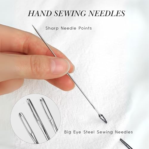 XwXwSeui Big Eye Steel Sewing Needles Kit, 45Pcs Sewing Kit with Wooden Sewing Case, Needle and Thread Kit, Stainless Steel Sewing Needles for Hand Sewing, Sewing Needle Kits Set (45Pcs Kits) - color: 45Pcs Kits