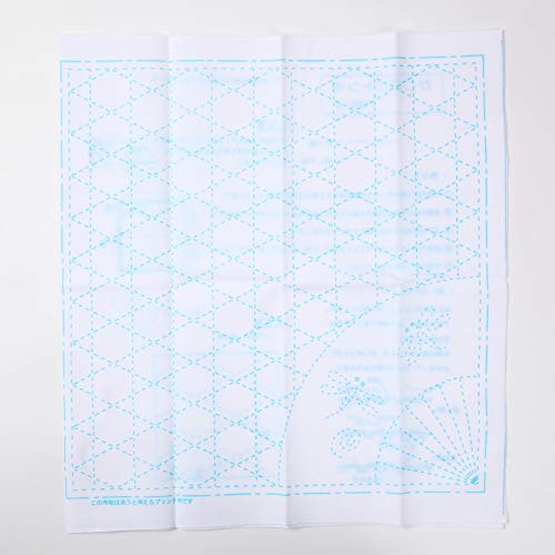 Sashiko kit, Yokota Sashiko Thread and Template Yume Fukin with Original English Manual, Fabric, Japanese Textile (Navy Thread/White Dishcloth 2) - color: Navy Thread / White Dishcloth 2
