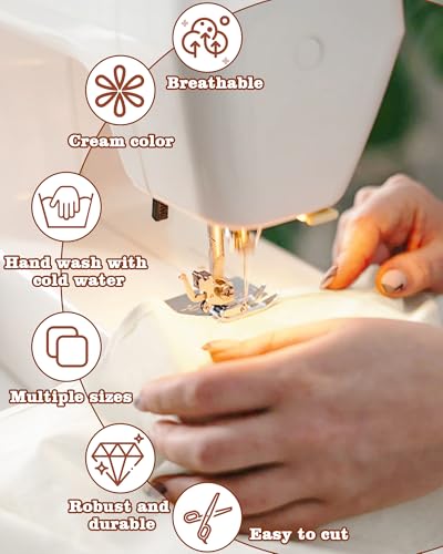 FIVEIZERO 100% Cotton Muslin Fabric by The Yard,59in x 1yd Cream Bleached Cotton Muslin Cloths–Medium Weight Beige Calico Fabric for Sewing,Quilting,Embroidery,Crafts & Apparel Projects - color: Cream, size: 1 yard pre cut