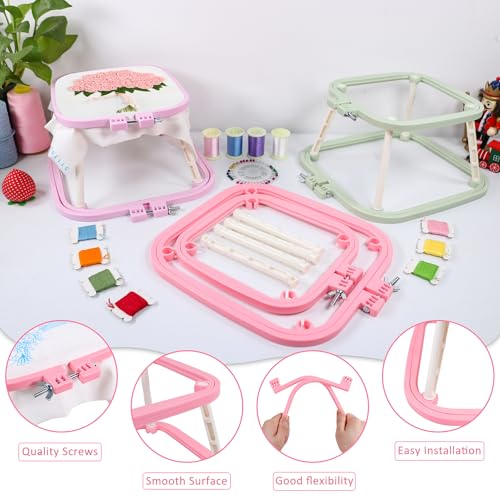 guofa Square Embroidery Hoop Stand，ABS Plastic Cross Stitch Stand, Embroidery Hoop Holder for DIY Craft, Punch Needle Hoop, Sewing Needlepoint Frame Stand (purple) - color: purple