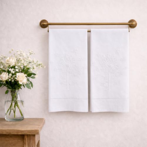 Bathroom Hand Towels Set of 2, White Dandelion - color: White Dandelion