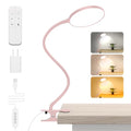 iFalarila Reading Light with Remote, LED Desk Lamp Clip on [1H Timer & Nightlight] RA>95 Dimmable Flexible Gooseneck, Reading Lamp with Clamp for Table - 4.7'' (Adapter Included) - style: 4.7'' Pink